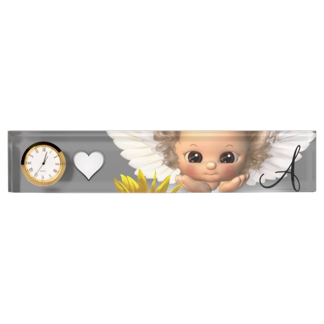 Sonnenblume Engel Desk Namplate Namensplakette (Vorderseite)