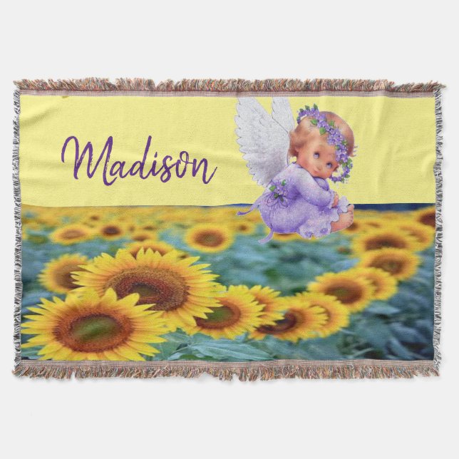 Sonnenblume Engel Throw Blanket Decke (Vorderseite)