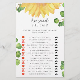 Sonnenblume Er sagte, sie sagte Brautparty