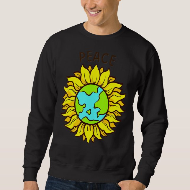Sonnenblume Erde Symbol Weltfrieden Sweatshirt (Vorderseite)