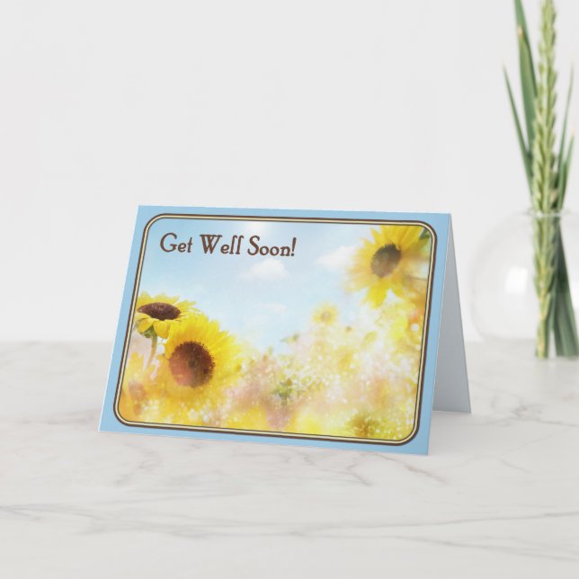 Sonnenblume erhalten wohle Wünsche Karte (Vorderseite)