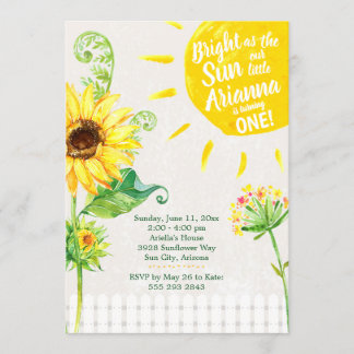 Sonnenblume Erster Geburtstag Party Einladung