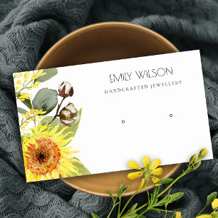 SONNENBLUME EUCALYPTUS BLUMEN OHRRING DISPLAY LOGO VISITENKARTE