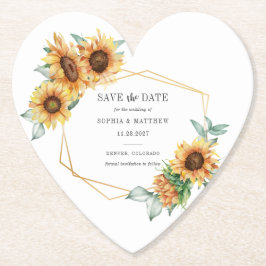 Sonnenblume Eukalyptus Geometric Save the Date Untersetzer