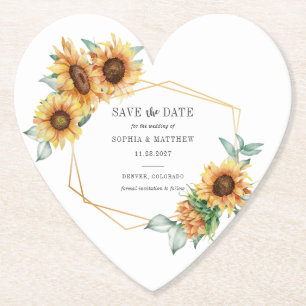 Sonnenblume Eukalyptus Geometric Save the Date Untersetzer