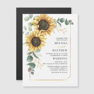 Sonnenblume Eukalyptus Greenery Geometric Wedding Magnetkarte