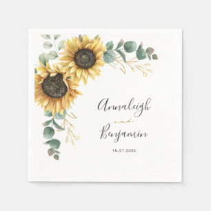 Sonnenblume Eukalyptus Grüne Hochzeitspapier Serviette