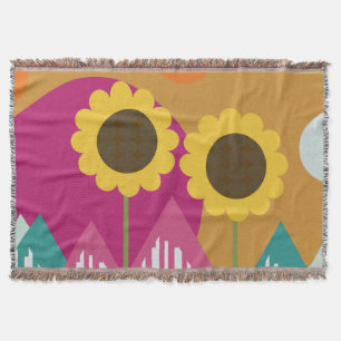 Sonnenblume Farbige Blumen Grünzeug Gelb Orange Decke