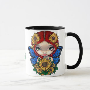Sonnenblume-Fee mit der Sonnenblume-Tasse Tasse