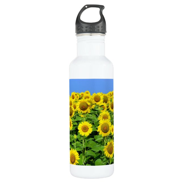 Sonnenblume-Felder Edelstahlflasche (Vorderseite)