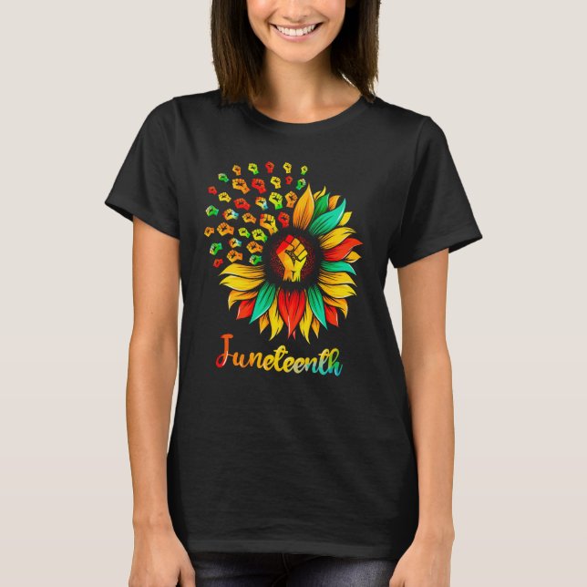 Sonnenblume Fist Juneteent, Afrikanischer amerikan T-Shirt (Vorderseite)