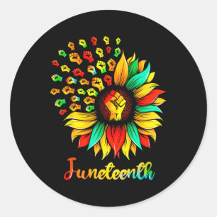 Sonnenblume Fist Juneteente Black History African  Runder Aufkleber