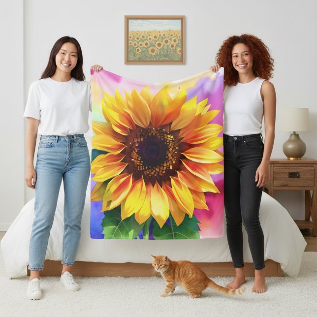 Sonnenblume Fleece Blanket für lebendige moderne Z (Vibrant sunflower blanket!)