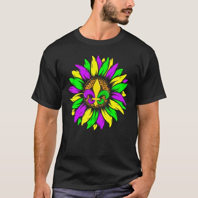 Sonnenblume Fleur De Lys Mardi Gras Lustig New Orl T-Shirt (Vorderseite)