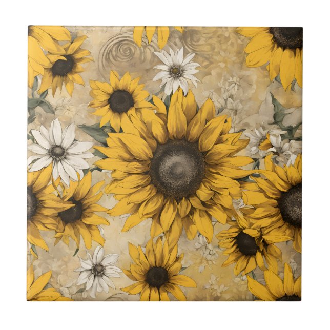 Sonnenblume Fliese (Vorderseite)