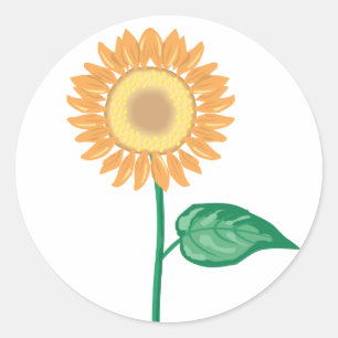 Sonnenblume Floral Gold Gelb, Grüne Blume Hochzeit Runder Aufkleber