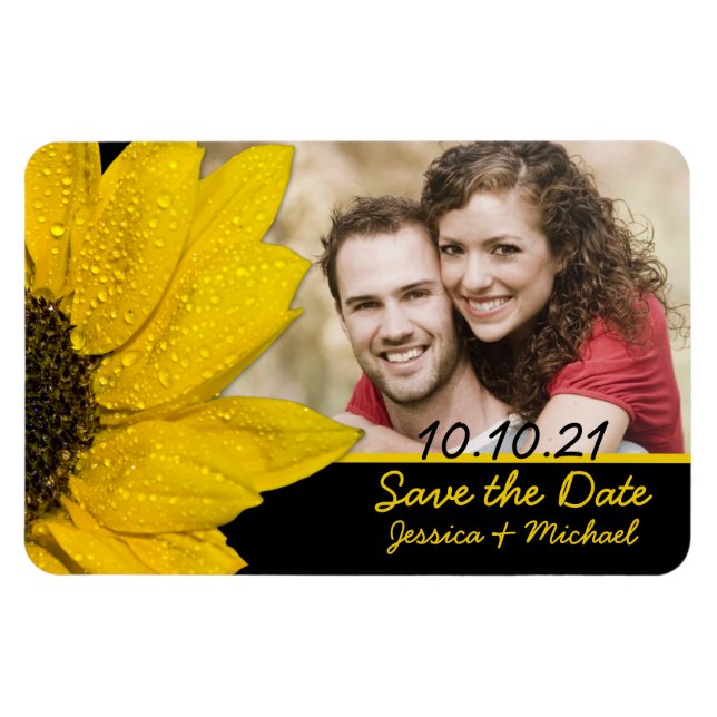 Sonnenblume-Foto, das Save the Date Magneten Magnet (Horizontal)