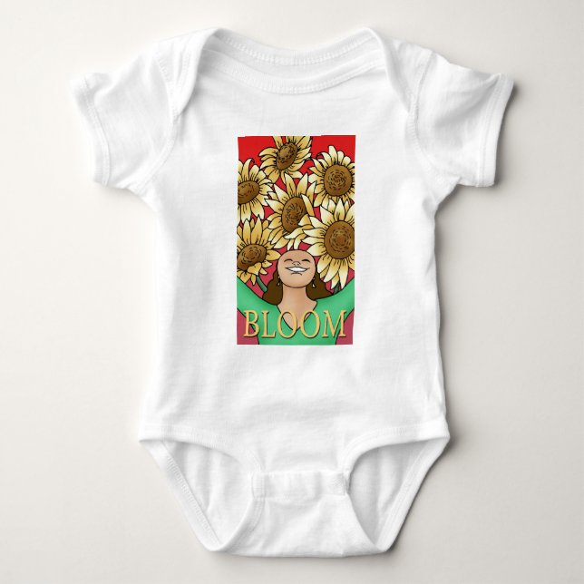 Sonnenblume Frau — Blühen! Baby Strampler (Vorderseite)