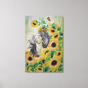 Sonnenblume Frau Canvas Print Leinwanddruck