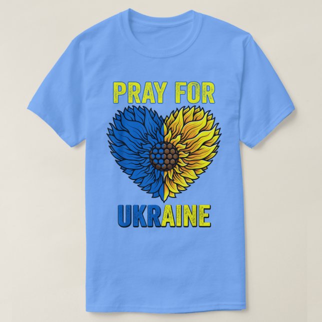 Sonnenblume Gebet für die Ukraine Flaggenstand mit T-Shirt (Design vorne)