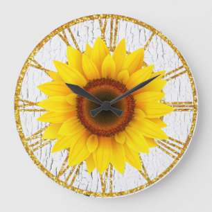 Sonnenblume-gebrochener Farben-Hintergrund Große Wanduhr