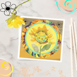 Sonnenblume Geburtstagskind Gelbschwarz Serviette