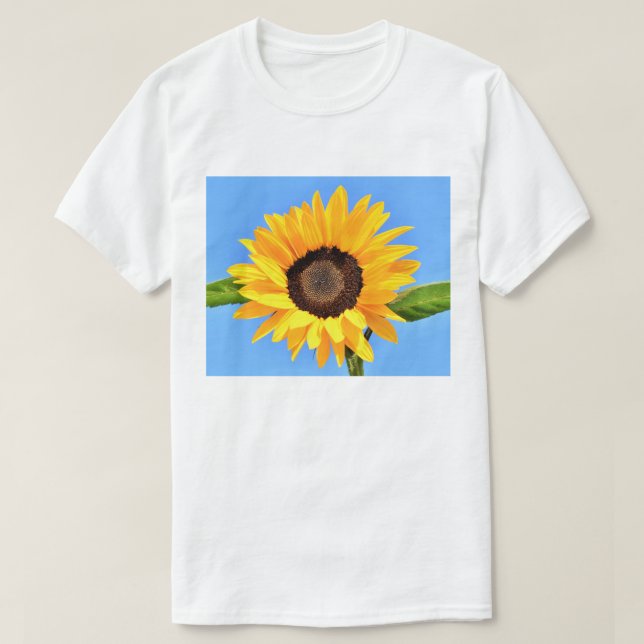 Sonnenblume gegen Sonne auf blauem Himmel - Sommer T-Shirt (Design vorne)