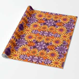 Sonnenblume Gelb Lila Geschenkpapier
