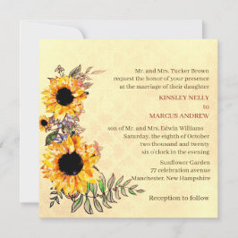 Sonnenblume Gelb Rustikale Hochzeit Einladung