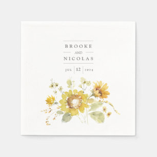 Sonnenblume Gelb Rustikale Hochzeit Serviette