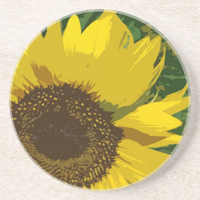 Sonnenblume Gelbe Blume Blüte Sandstein Untersetzer (Vorne)