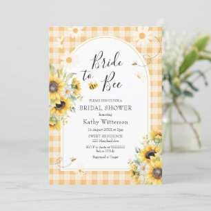Sonnenblume Gelbe Gingham Bride zu Biene Bridal Einladung