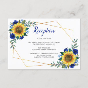 Sonnenblume Geometric Blue Floral Empfang Begleitkarte