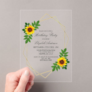 Sonnenblume Geometric Geburtstag Acryleinladungen
