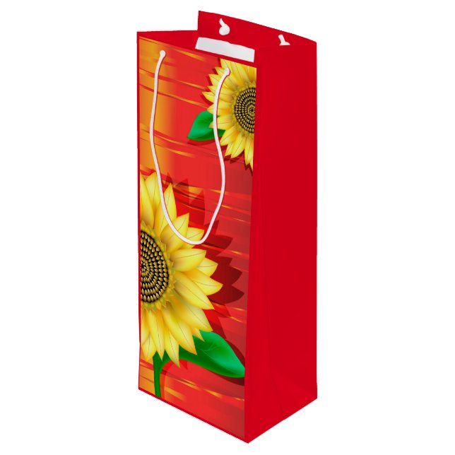 Sonnenblume Geschenktüte Für Weinflaschen (Rückseite Schrägansicht)