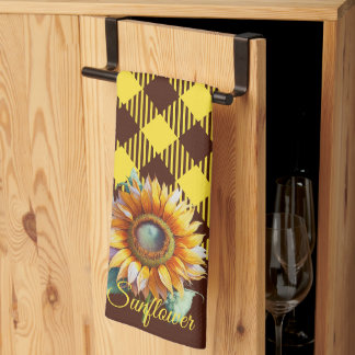 "Sonnenblume" Gingham Geschirrtuch