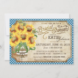 Sonnenblume-Gingham-Land-Picknick-Brautparty Einladung
