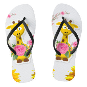 Sonnenblume Giraffe Rosa Rose Flip Flops