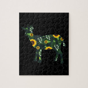 Sonnenblume Girl Floral Goat Kid Hawaiian Puzzle