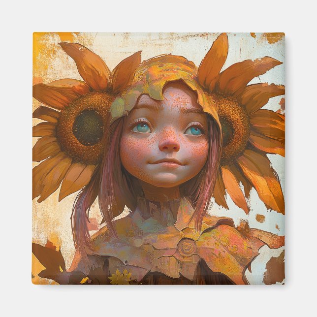 Sonnenblume Girl Magnet (Vorne)
