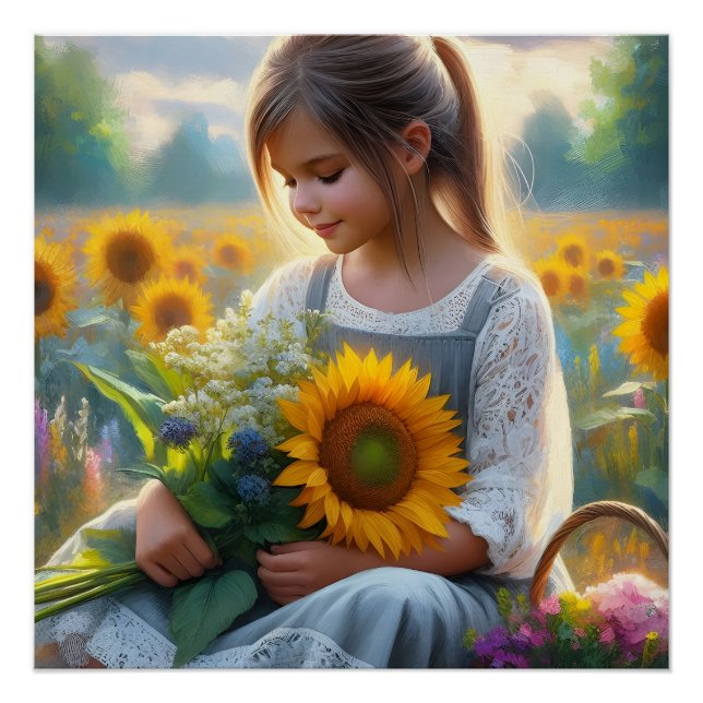 Sonnenblume Girl Poster (Vorderseite)
