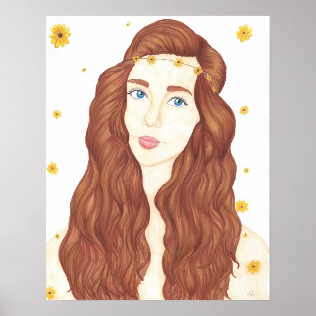Sonnenblume, Girl Poster Matte (16" x 20,36") (Vorne)