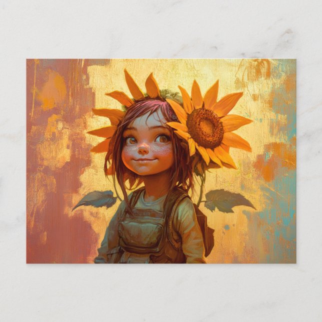 Sonnenblume Girl Postkarte (Vorderseite)