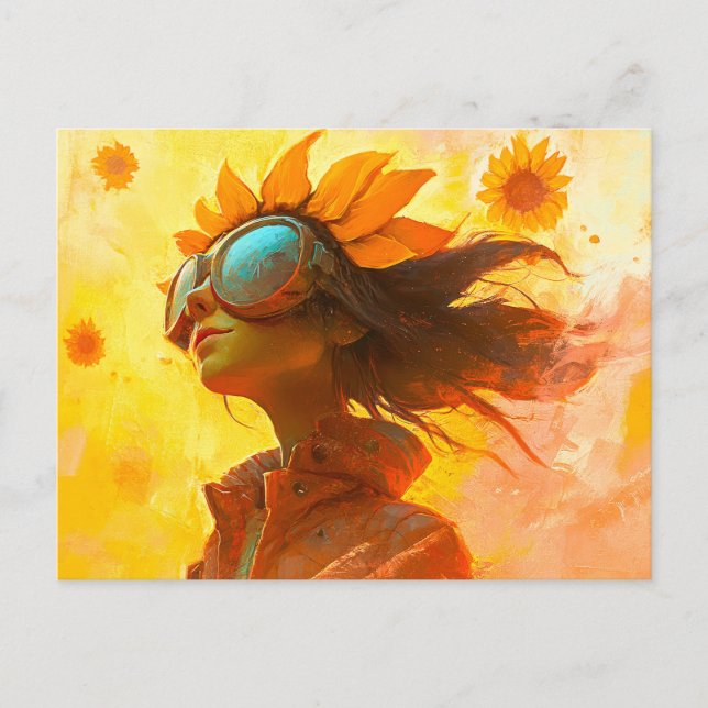 Sonnenblume Girl Postkarte (Vorderseite)