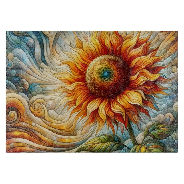 Sonnenblume Glas Schneidbrett Schneidebrett (Vorderseite)