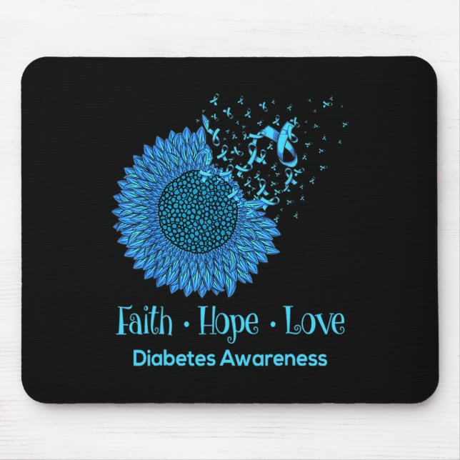 Sonnenblume Glaube Hoffnung Liebe Diabetes Bewusst Mousepad (Vorne)