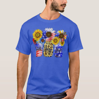 Sonnenblume Glaube Hoffnung Liebe US Flag 4. Juli  T-Shirt