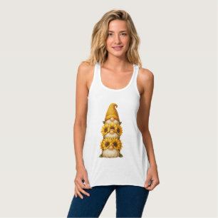 Sonnenblume Gnome versteckt Lächeln unter dem Gold Tank Top