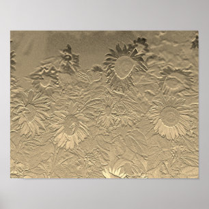 Sonnenblume Gold Floral Chic Design Decoupage Poster
