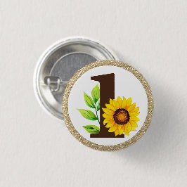 Sonnenblume & Gold ONE Baby Girl 1. Geburtstag Par Button
